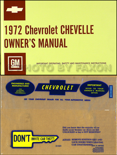 1972 Chevelle, El Camino, Malibu and SS Owner's Manual Package Reprint