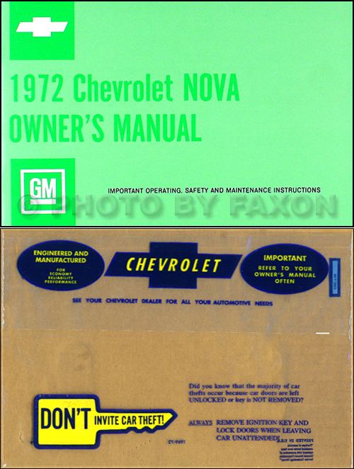 1972 Chevy Nova & SS Owner's Manual Package Reprint 72
