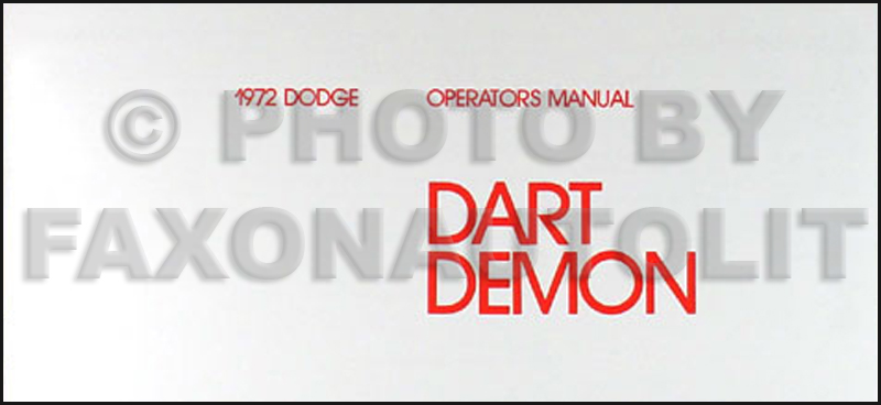 1972 Dodge Dart & Demon Owner's Manual Reprint
