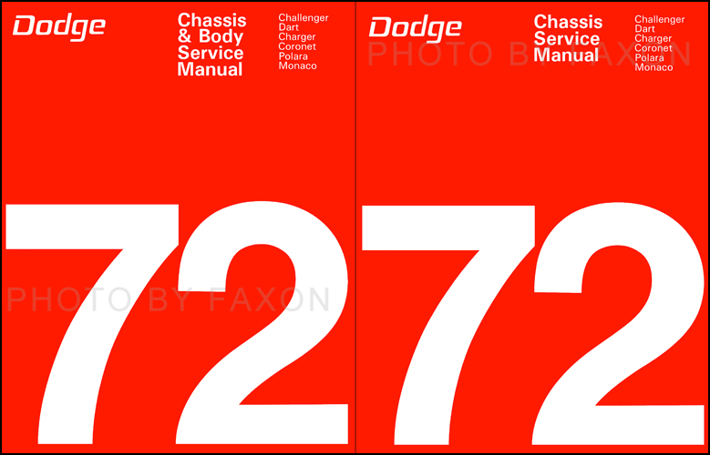 1972 Dodge Car Repair Manual Reprint Set for all models