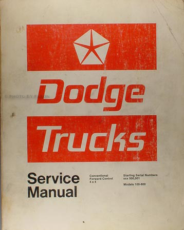 1972 Dodge Pickup Truck Shop Manual Original 100-800 