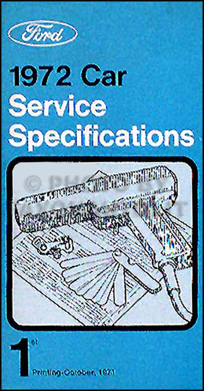 1972 Ford Lincoln Mercury Service Specs Manual Original