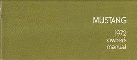 1972 Ford Mustang Owner's Manual Original
