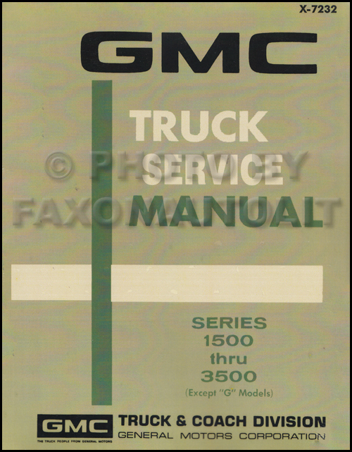1972 GMC 1500-3500 Repair Shop Manual Reprint Pickup, Jimmy, Suburban, FC