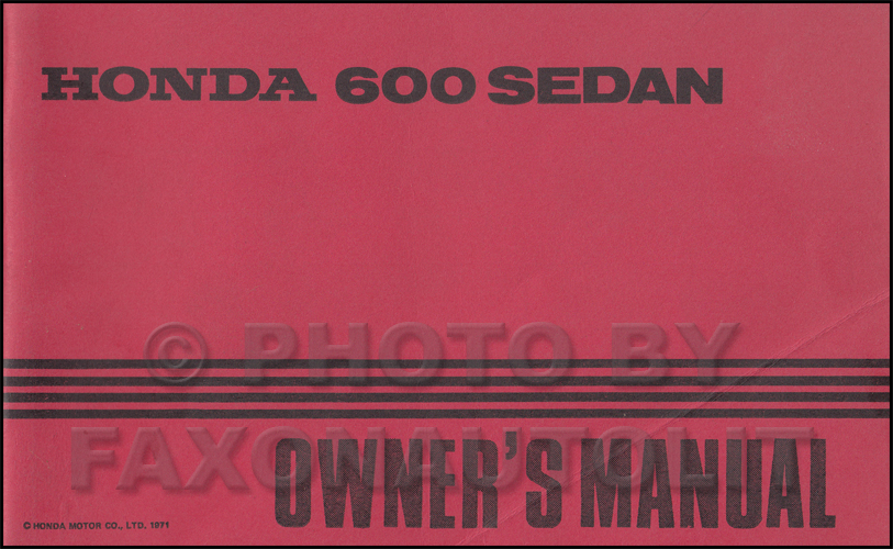 1972 Honda 600 Sedan Owner's Manual Original