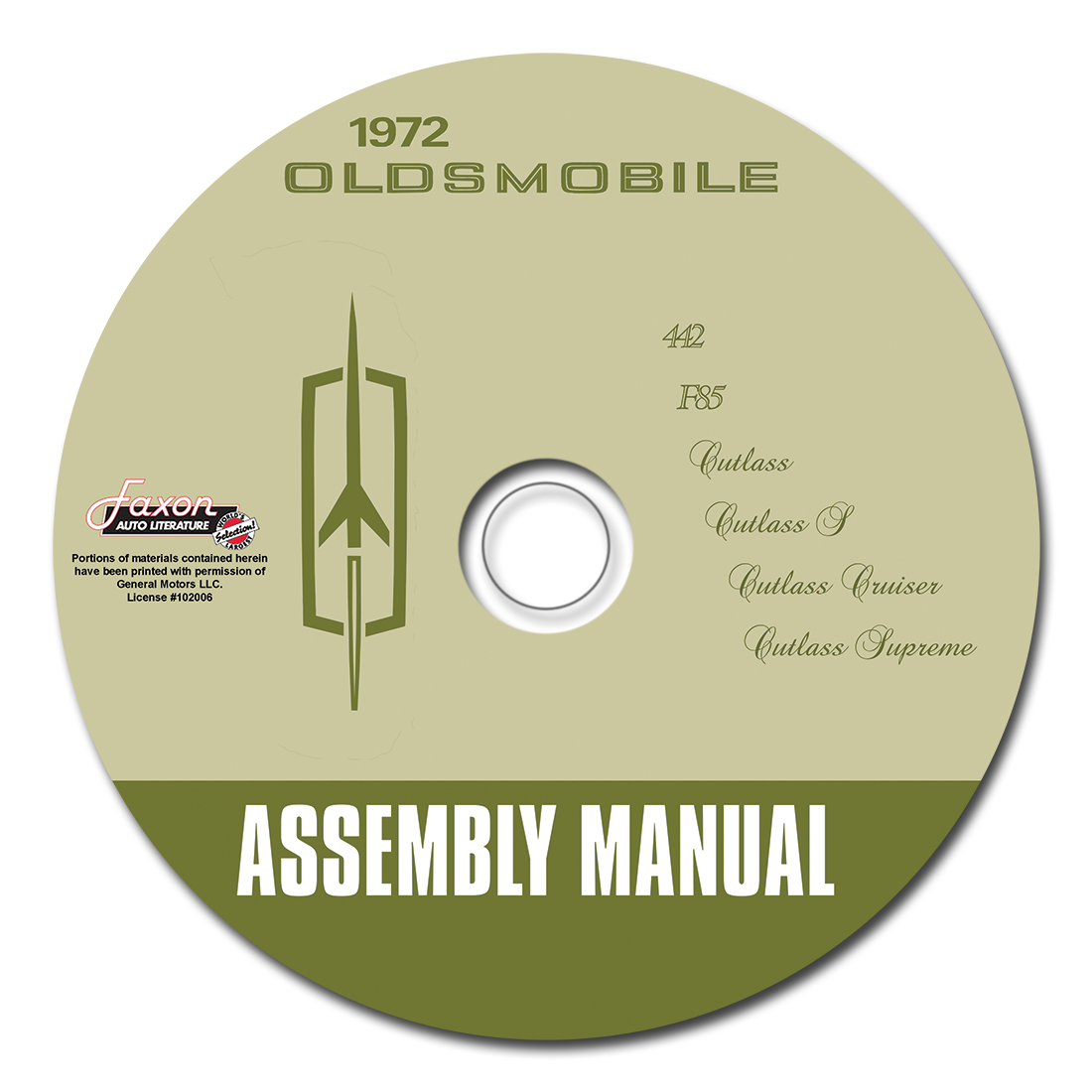 1972 Oldsmobile Cutlass and 442 Assembly Manual on CD-ROM 