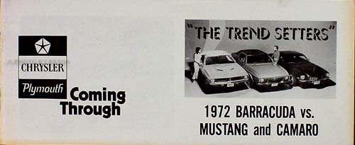 1972 Plymouth Barracuda Vs. Mustang and Camaro Original Sales Catalog