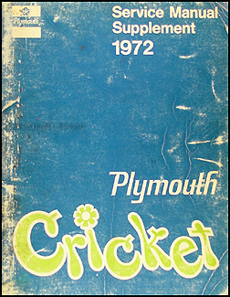 1972 Plymouth Cricket Shop Manual Supplement Original 