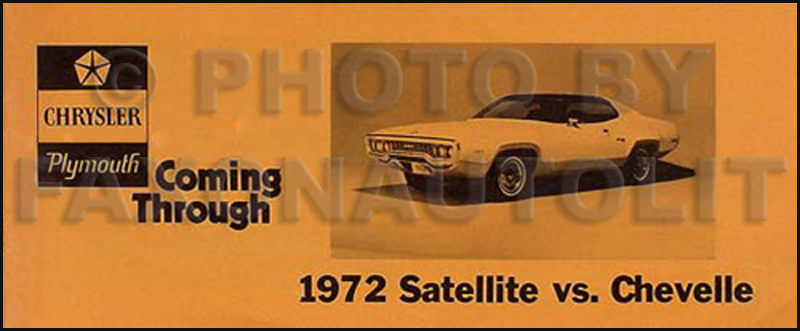 1972 Plymouth Satellite Vs. Chevelle Sales Catalog Original