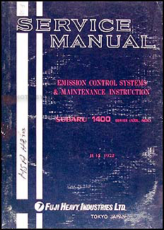 1972 Subaru 1400 Emissions & Maintenance Manual Original 