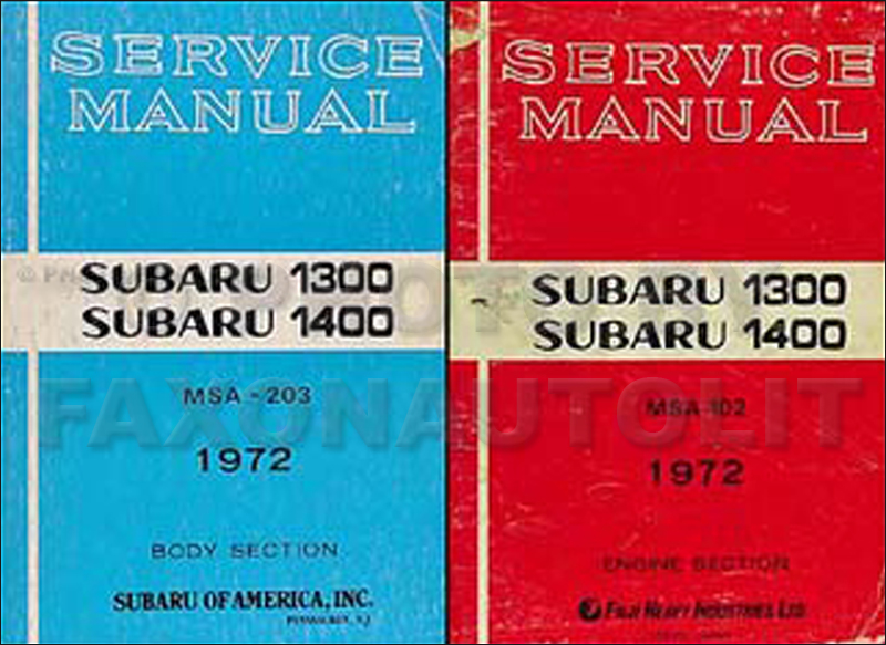 1972 Subaru 1300 & 1400 Repair Manual Original 2 Volume Set 