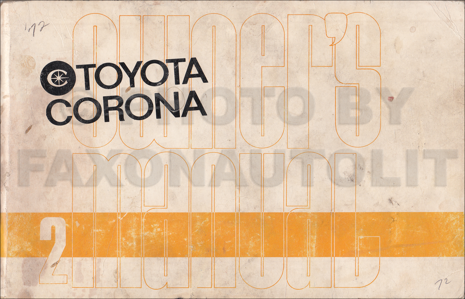 1972 Toyota Corona Owner's Manual Original RT85 RT95