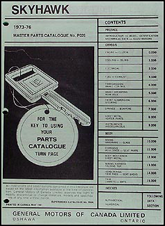 1973-1976 Buick Skyhawk Canadian Parts Catalog Original