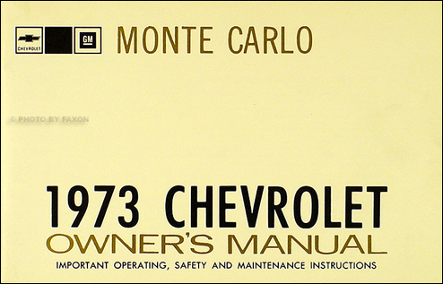1973 Monte Carlo Owner's Manual Reprint