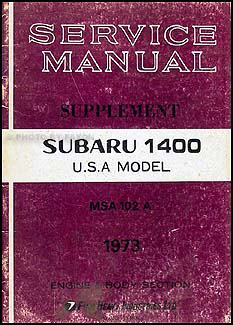 1973 Subaru 1400 Repair Manual Original Supplement