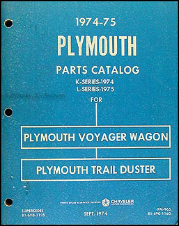 1974-1975 Plymouth Voyager Van and Trail Duster Parts Book 