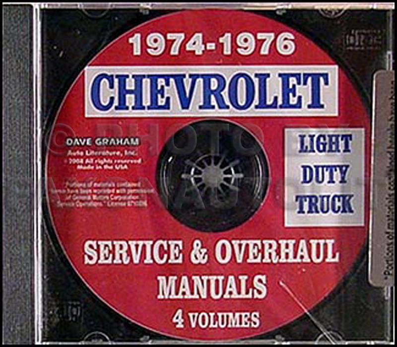 1974-1976 Chevrolet Pickup, Blazer, Van, & Suburban Shop Manual CD-ROM