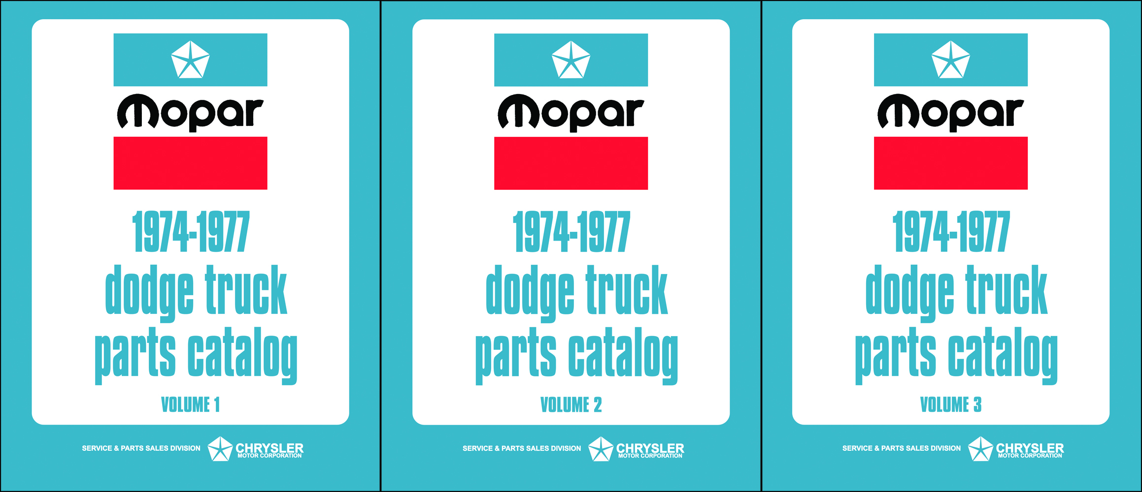 1974-1977 Dodge Truck Parts Catalog Book Reprint Set