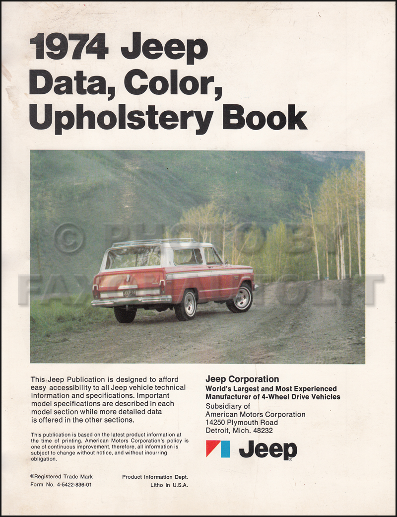 1974 Jeep Color & Upholstery Dealer Album/Data Book Original