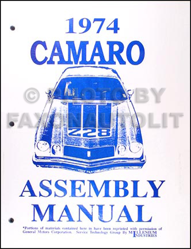 1974 Camaro Reprint Factory Assembly Manual Looseleaf