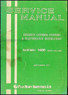 1974 Subaru 1400 Emissions & Maintenance Manual Original 