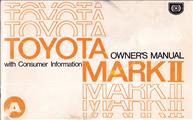 1974 Toyota Mark II Owner's Manual Original