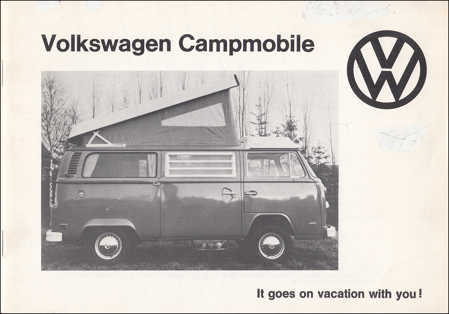 1974 Volkswagen Campmobile Owner's Manual Supplement Original