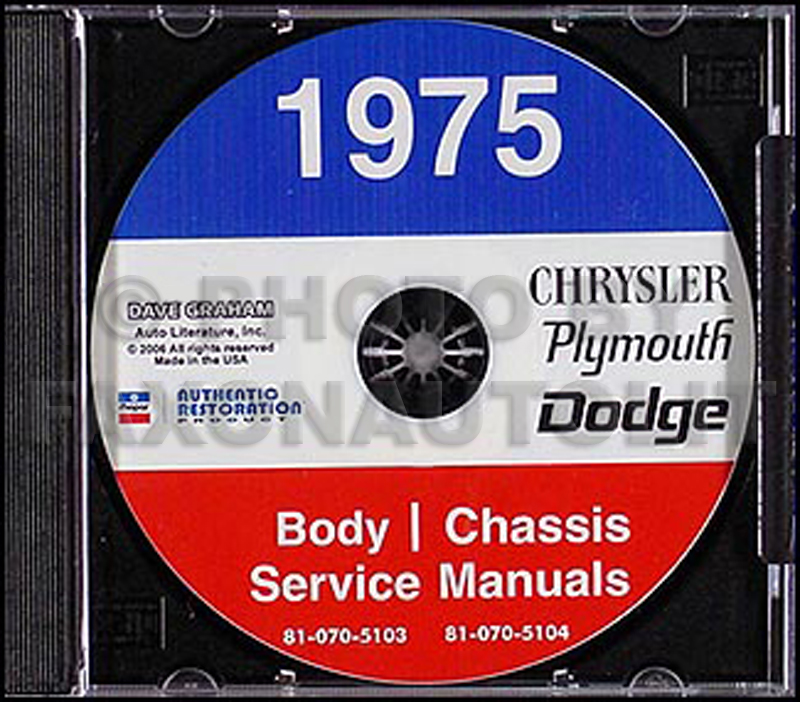 1975 Chrysler, Dodge, & Plymouth CD-ROM Repair Manual Original 