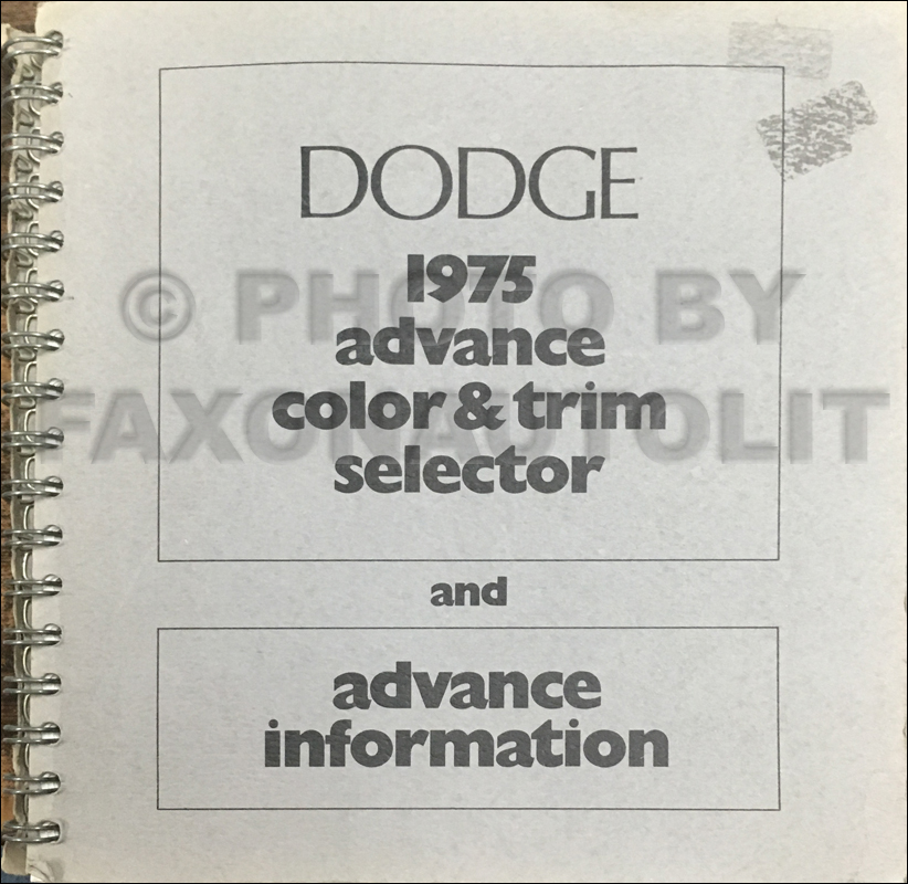 1975 Dodge Advance Color & Upholstery Album Original