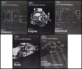 1975 Ford, Lincoln, & Mercury Car Shop Manual Original 5 vol. Set