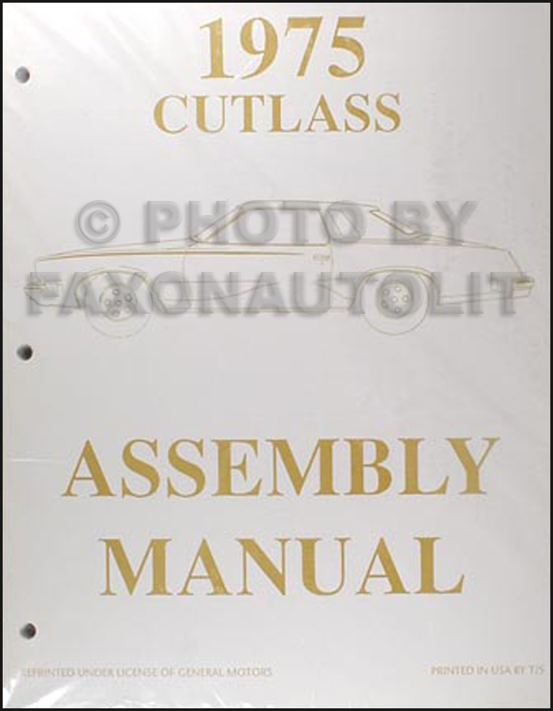 1975 Oldsmobile Assembly Manual Cutlass S Supreme Salon Vista Cruiser