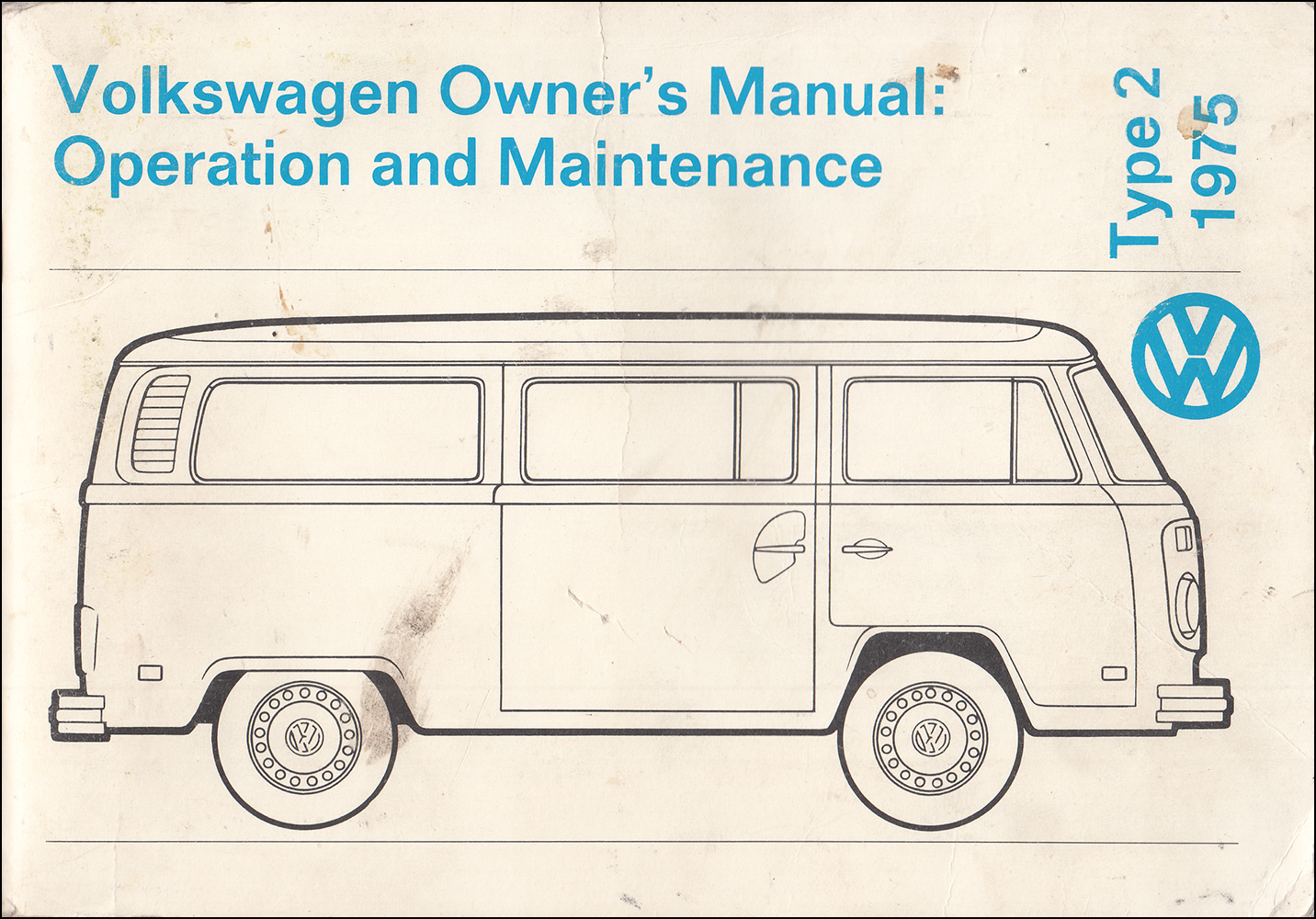 1975 Volkswagen Bus Owner's Manual Original T2 Type 2 Transporter Van