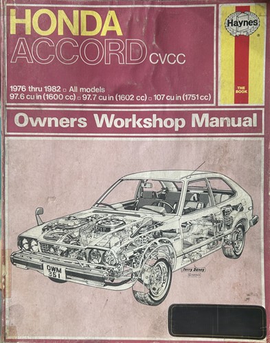 Haynes Owner’s Workshop Manual Honda Accord CVCC 1976-1982
