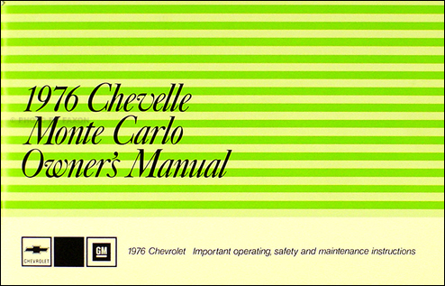 1976 Chevelle, El Camino, & Monte Carlo Owner's Manual Reprint