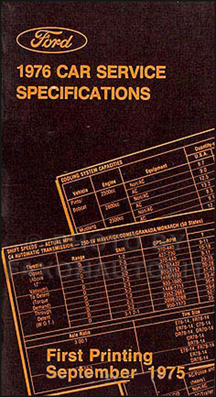 1976 Ford Car Lincoln Mercury Service Specfications Manual Original
