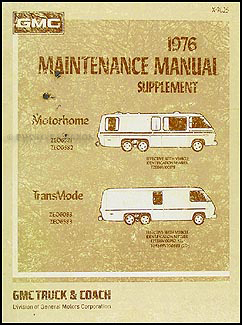 1976 GMC Transmode Motorhome Shop Manual Original Supplement 