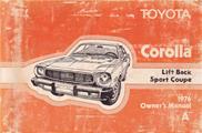 1976 Toyota Corolla SR5 Owner's Manual Original Lift Back and Sport Coupe No. 9712A