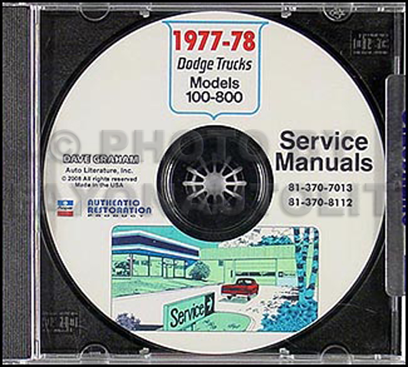 1977-1978 Dodge Pickup Truck & 4x4 Repair Manual CD-ROM