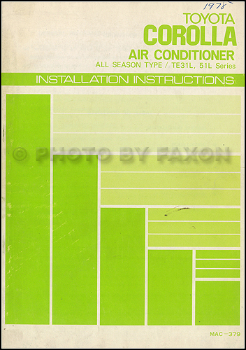 1977-1979 Toyota Corolla Air Conditioner Installation Manual Original