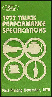 1977 Ford Truck Original Performance Specifications Book