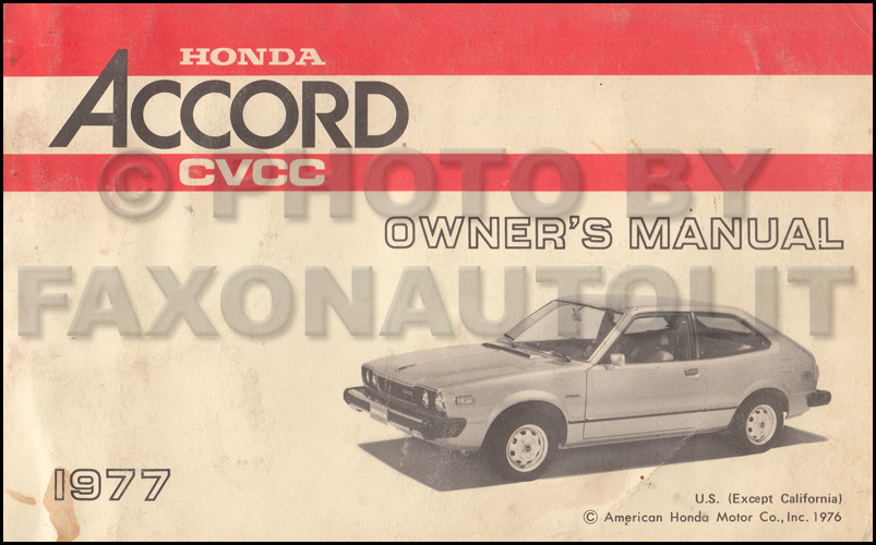 1977 Honda Accord CVCC Owner's Manual Original (CA and High Altitude)