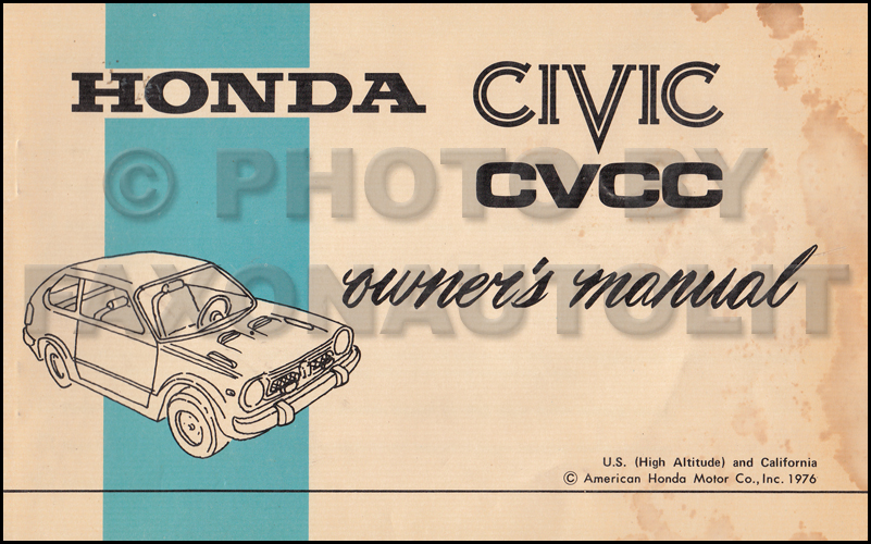 1977 Honda Civic CVCC Owner's Manual Original for California and High Altitude