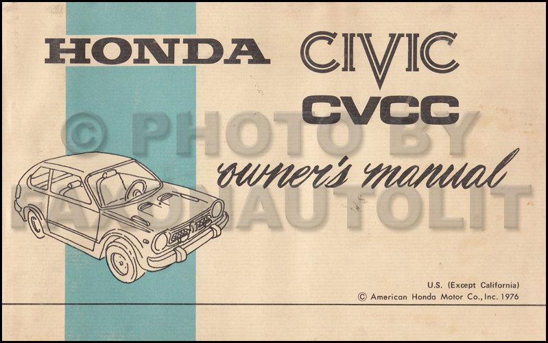 1977 Honda Civic CVCC Owner's Manual Original (except California and High Altitude)