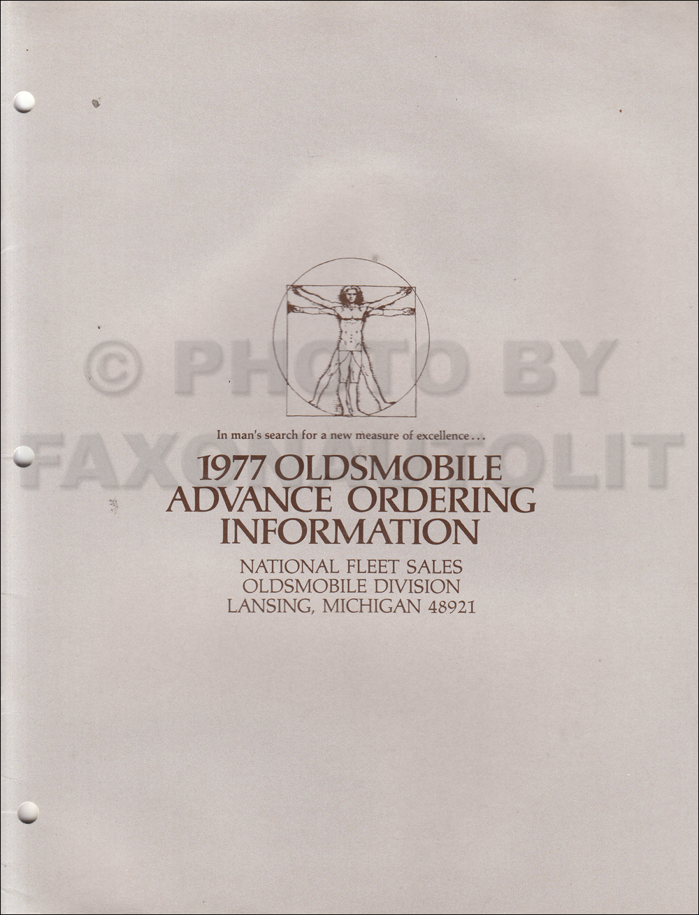 1977 Oldsmobile Fleet Advance Ordering Guide Original