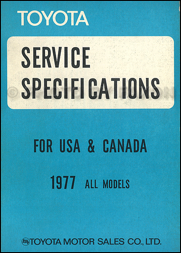 1977-1977.5 Toyota Service Specs Manual Original