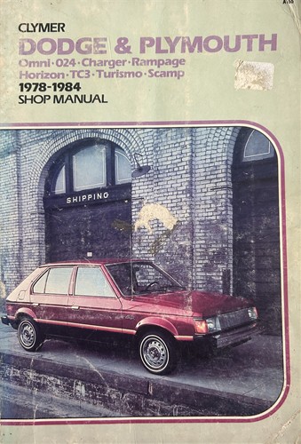 Clymer Shop Manual Dodge & Plymouth Omni 024, Charger, Rampage, Horizon TC3, Turismo, Scamp 1978-1984