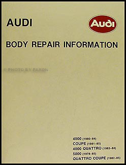 1978-1985 Audi Body Repair Manual 4000 5000 Quattro and Coupe