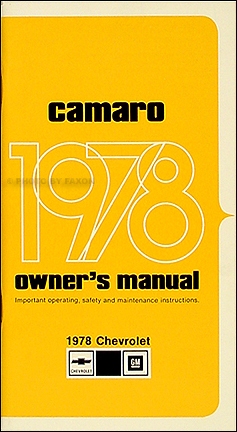 1978 Camaro Owner's Manual Reprint LT RS Z/28