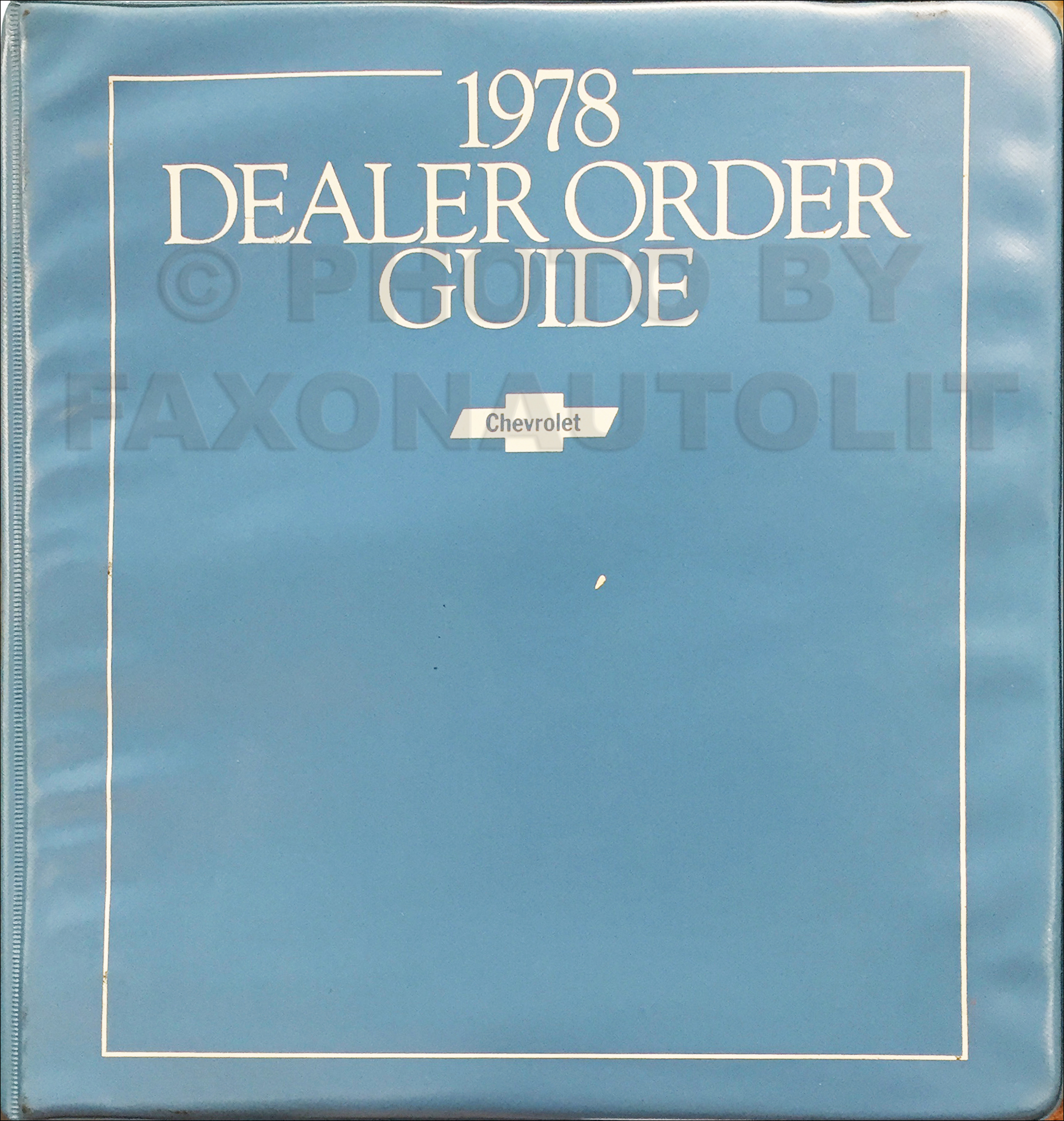 1978 Chevrolet Dealer Order Guide Original Dealer Album