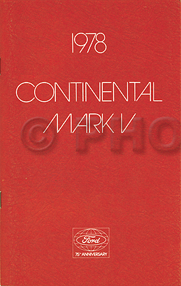 1978 Lincoln Mark V Continental Original Owner's Manual